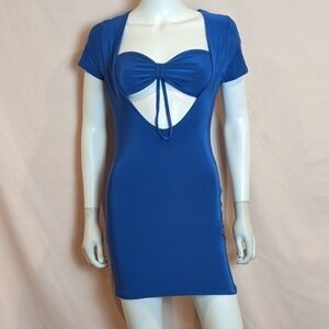 Missguided Co Ord Slinky Blue Dress with Bralet size 2
